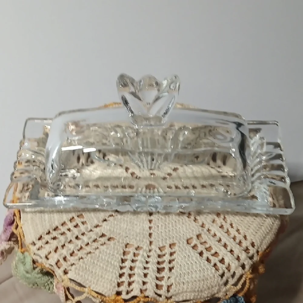 Saks Fifth Avenue Clear Glass Butter Dish